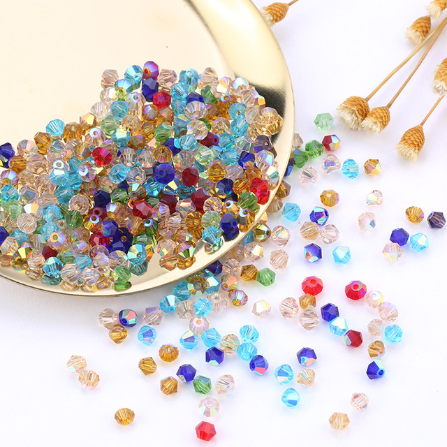 Wholesale 1000pcs Big Bag Colorful 4mm Bicone Crystal Beads Glass